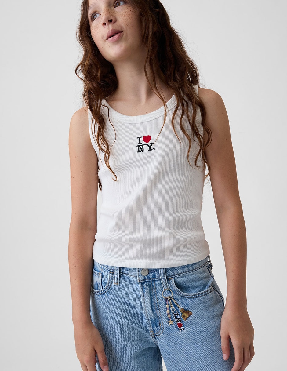 Jeans wide leg lavado claro para niña 7