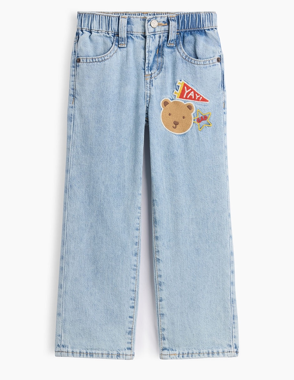 Jeans tiro medio lavado claro para niña Jeans tiro medio lavado claro para niña