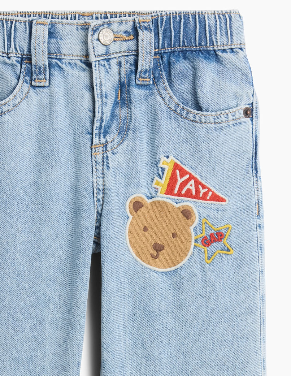 Jeans tiro medio lavado claro para niña 3