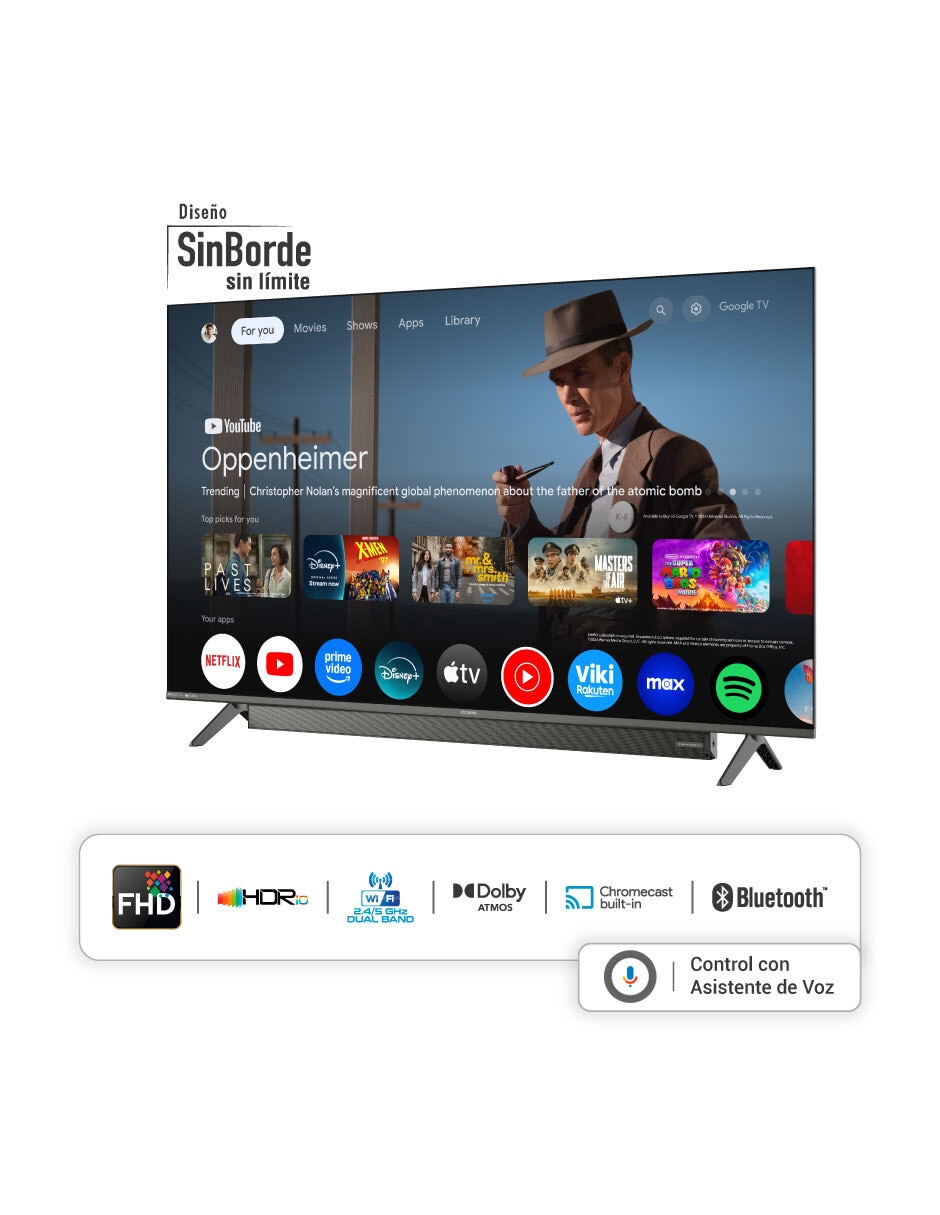 Pantalla Smart TV Hyundai Electronics LED de HD HYLED5028FGHYLED5028FG con Google TV