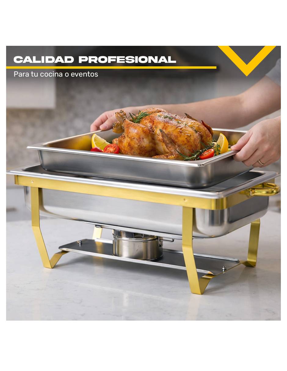 Chafer bufetera de acero inoxidable 4 compartimentos 5