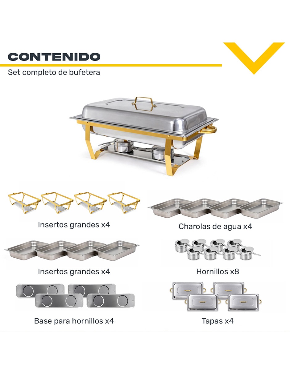 Chafer bufetera de acero inoxidable 4 compartimentos 2
