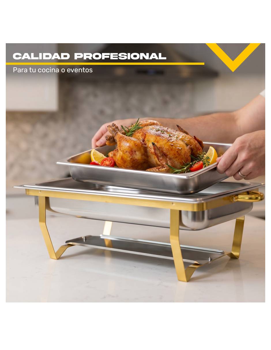 Chafer bufetera de acero inoxidable 4 compartimentos 6