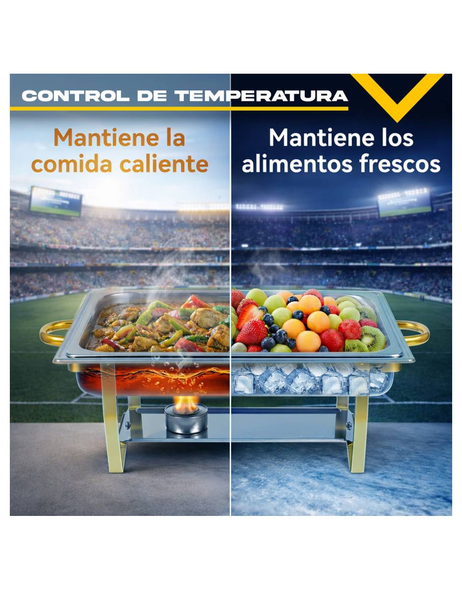 Chafer bufetera de acero inoxidable 4 compartimentos 9