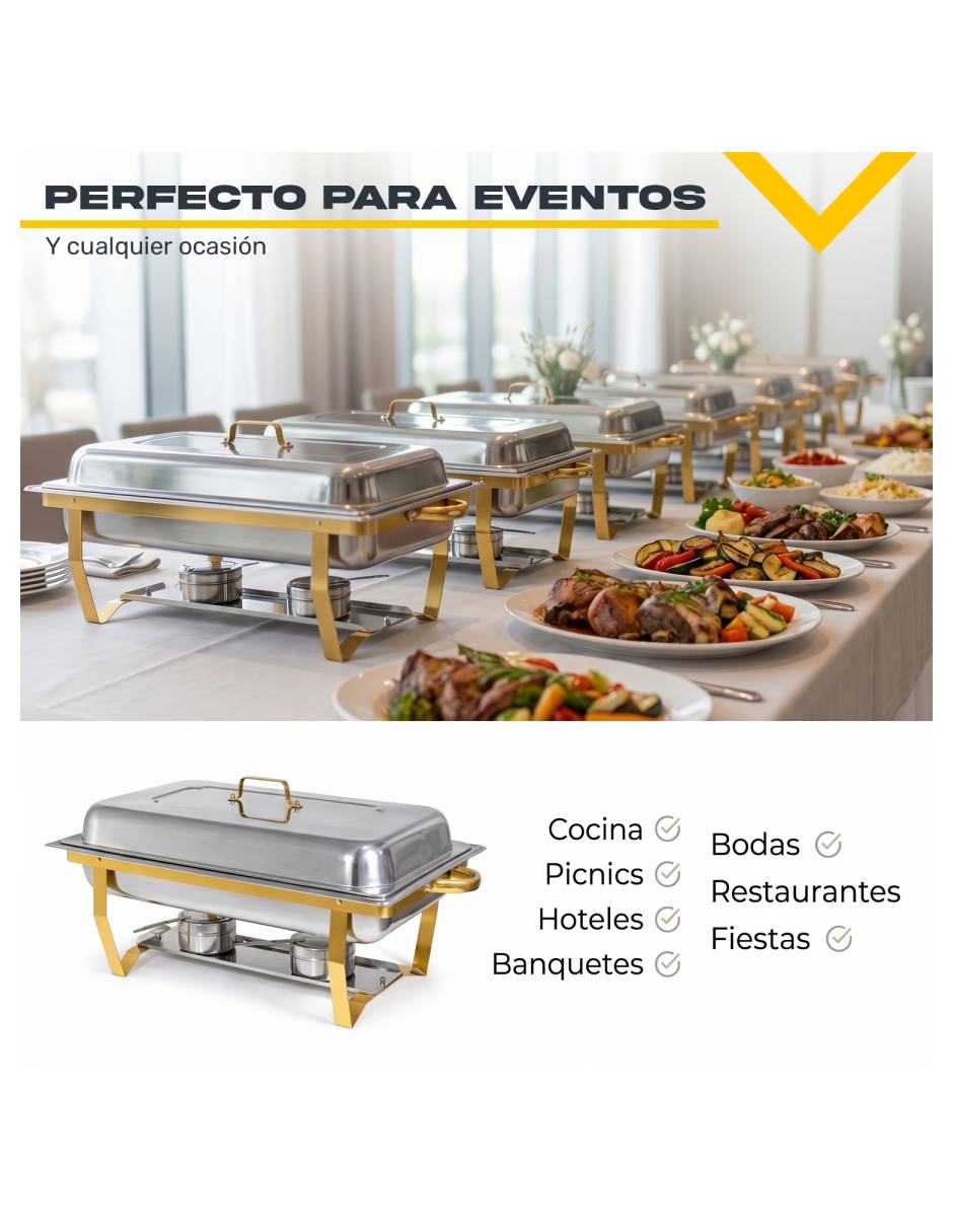 Chafer bufetera de acero inoxidable 4 compartimentos 10