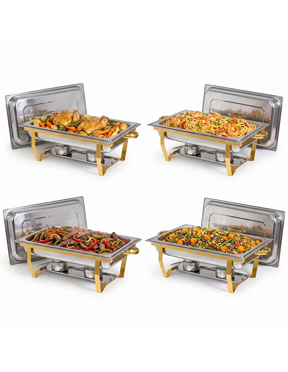 Chafer bufetera de acero inoxidable 4 compartimentos