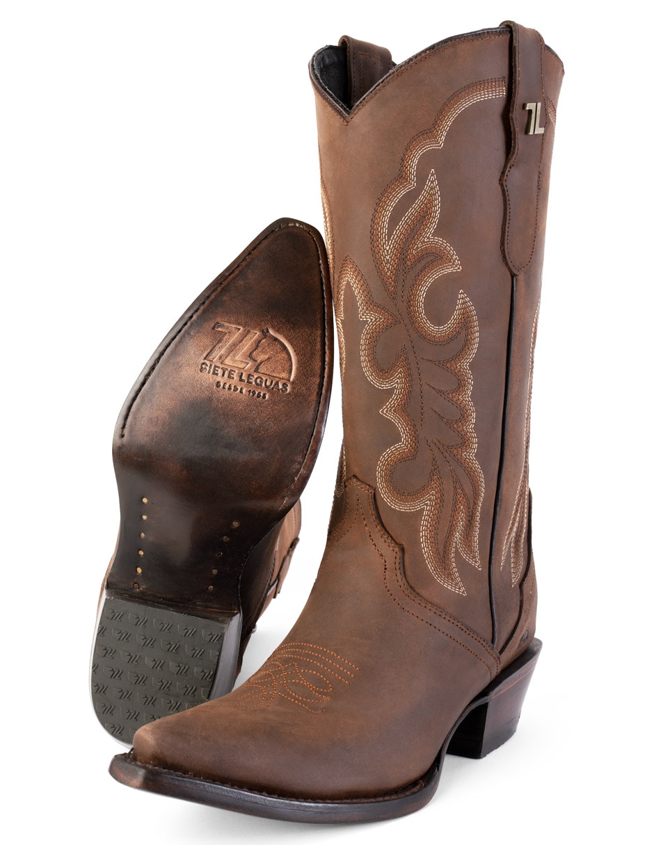 Bota cowboy abajo de la rodilla de piel para mujer 3