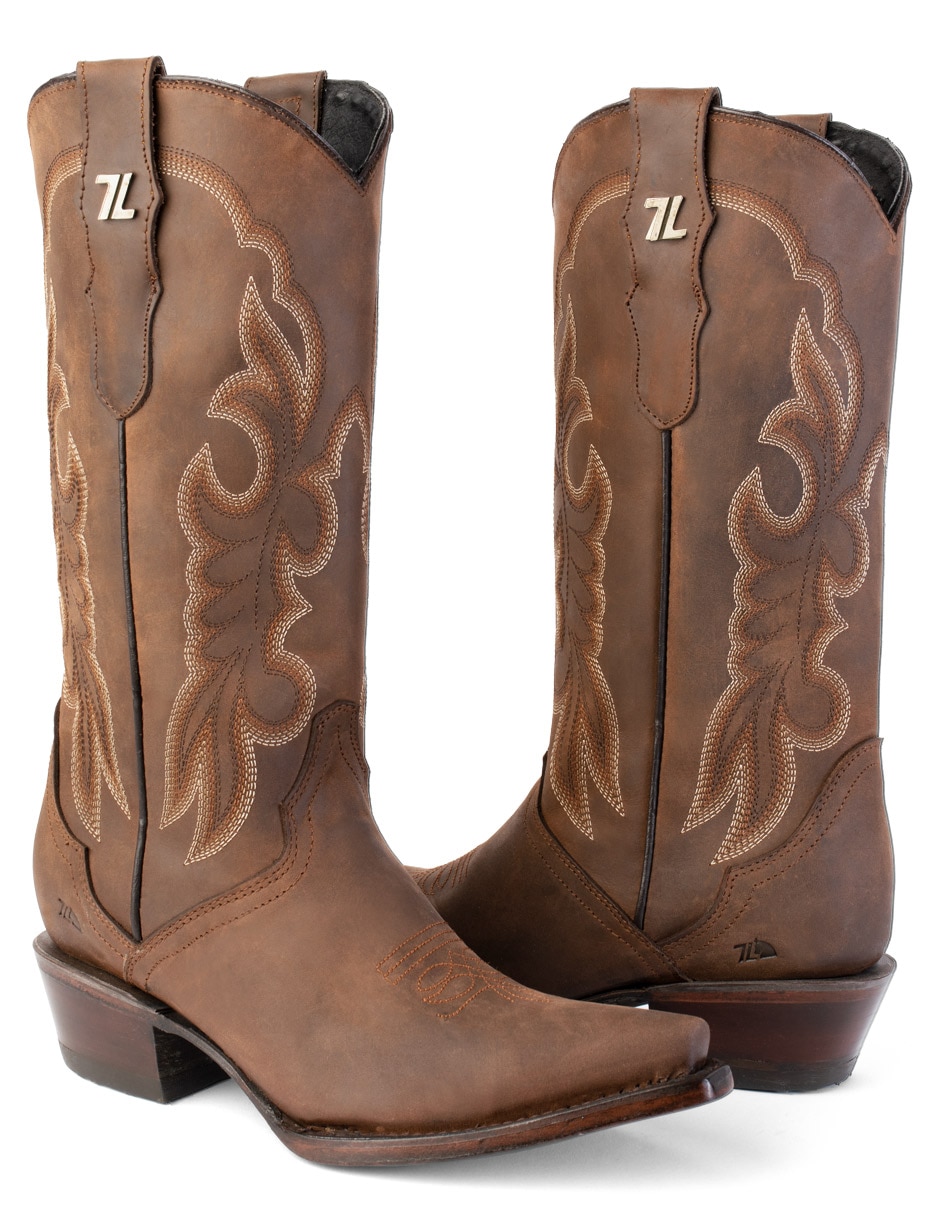 Bota cowboy abajo de la rodilla de piel para mujer 4