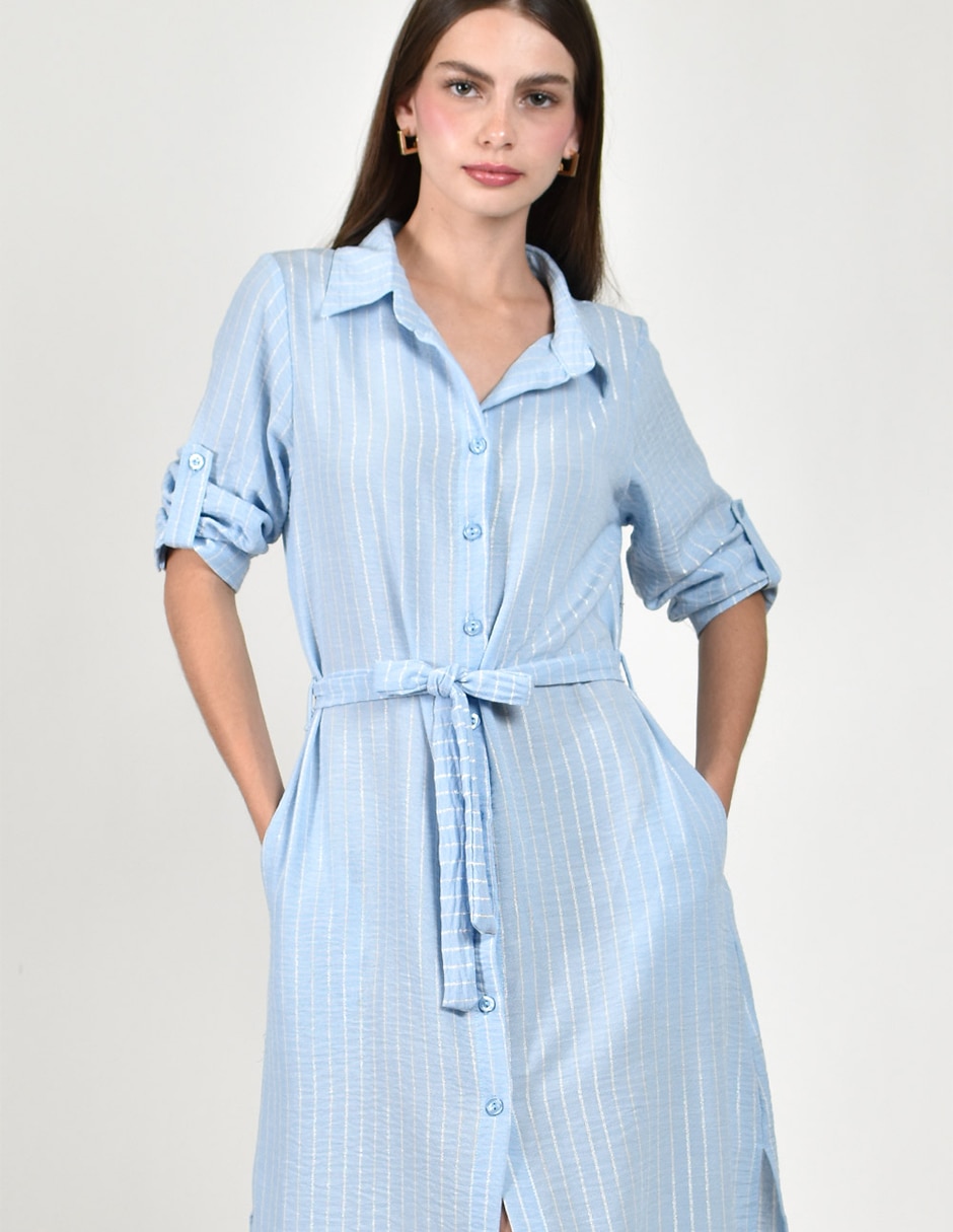Vestido camisero midi Casual Roman Fashion para mujer