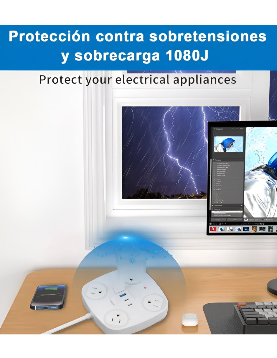 Multicontacto XTLLAR14209 de 4 contactos y 2 puertos USB 2
