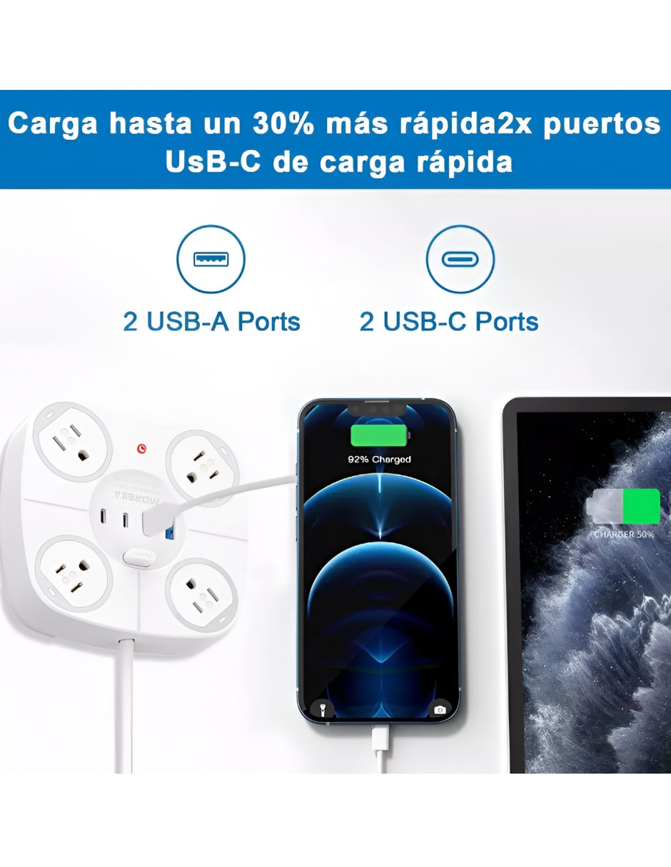 Multicontacto XTLLAR14209 de 4 contactos y 2 puertos USB 3