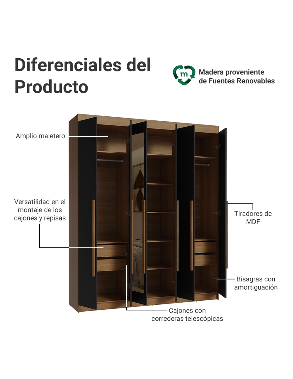 Ropero armable Venus 1106C12E4GL2 de MDP 4