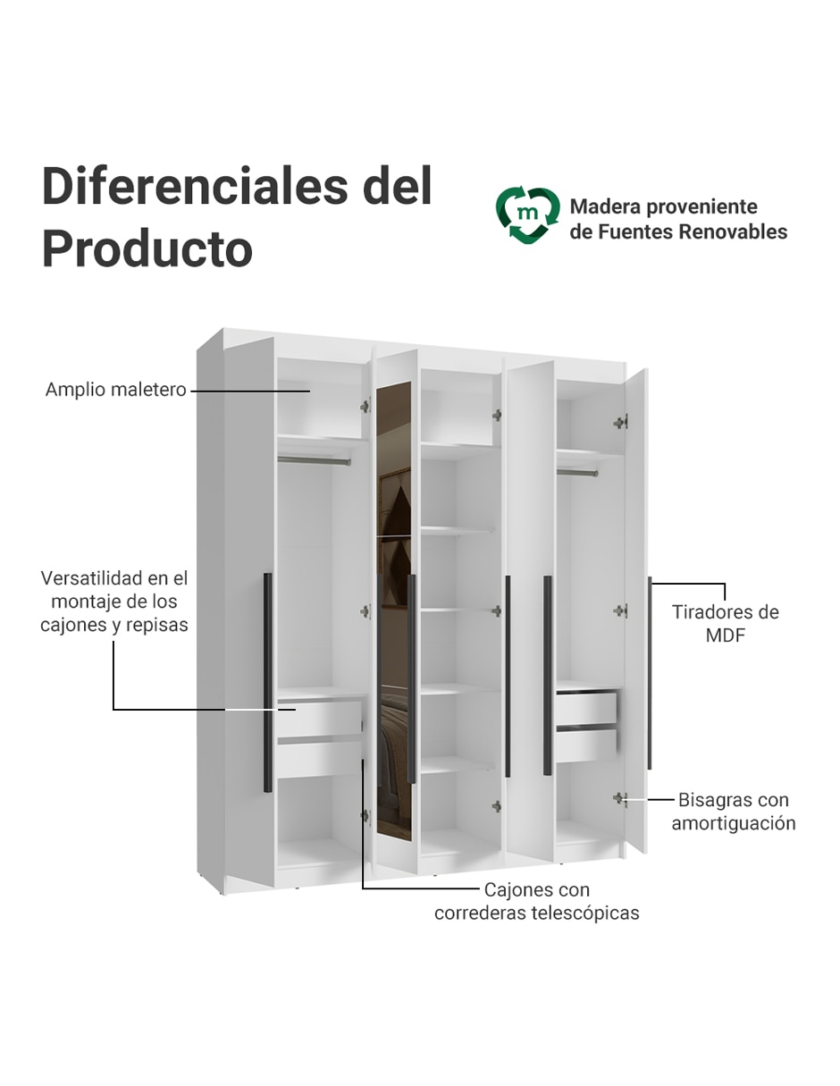 Ropero armable Venus 1106K52E4GL2 de MDP 3