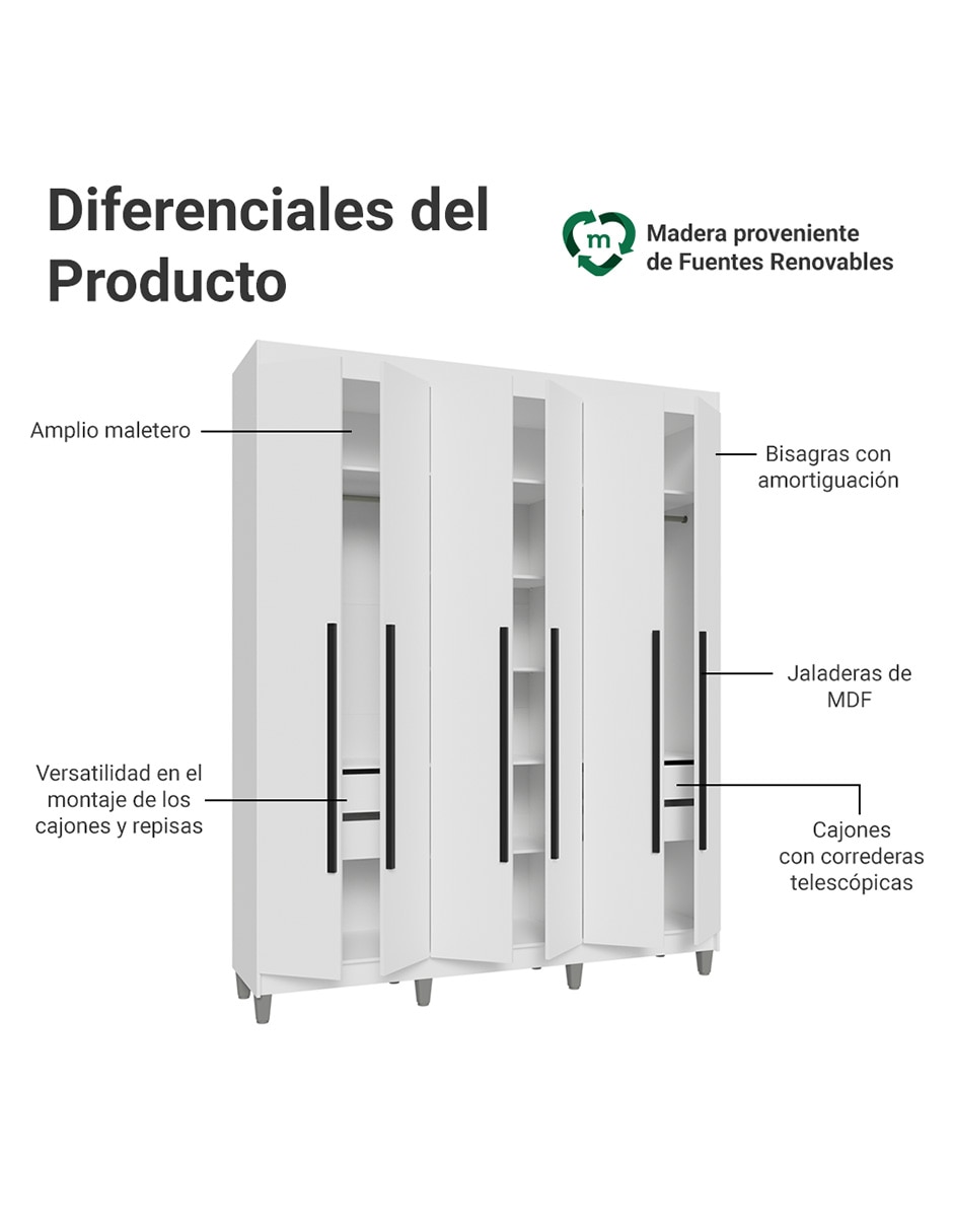 Ropero armable Venus 1106K54GL1CP de MDP 3