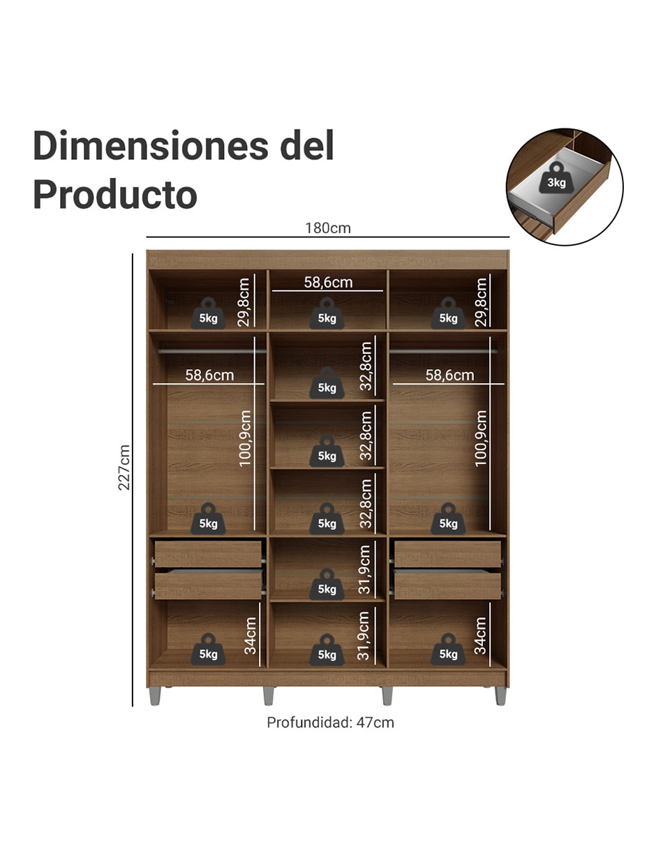 Ropero armable Venus 1106L32E4GL1CP de MDP 13