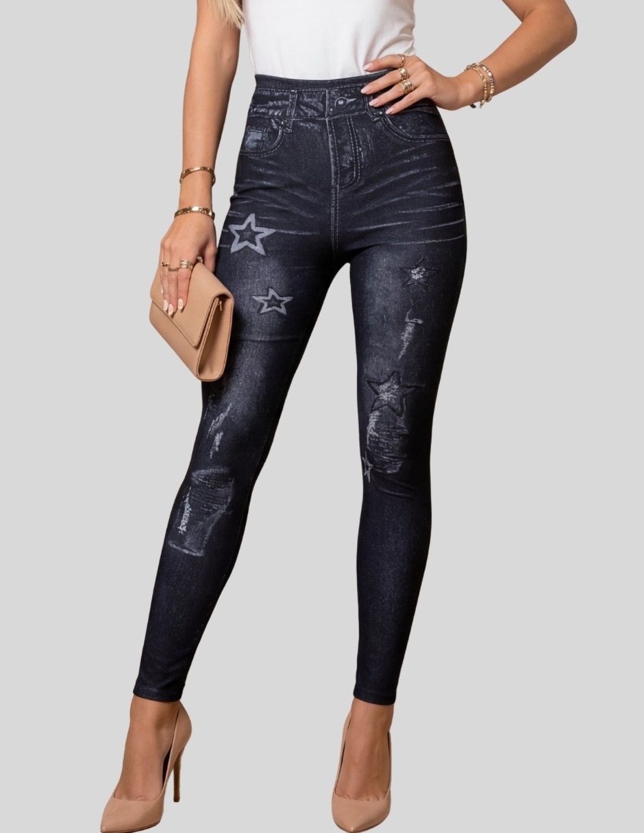 Legging a la cintura alta con elástico para mujer