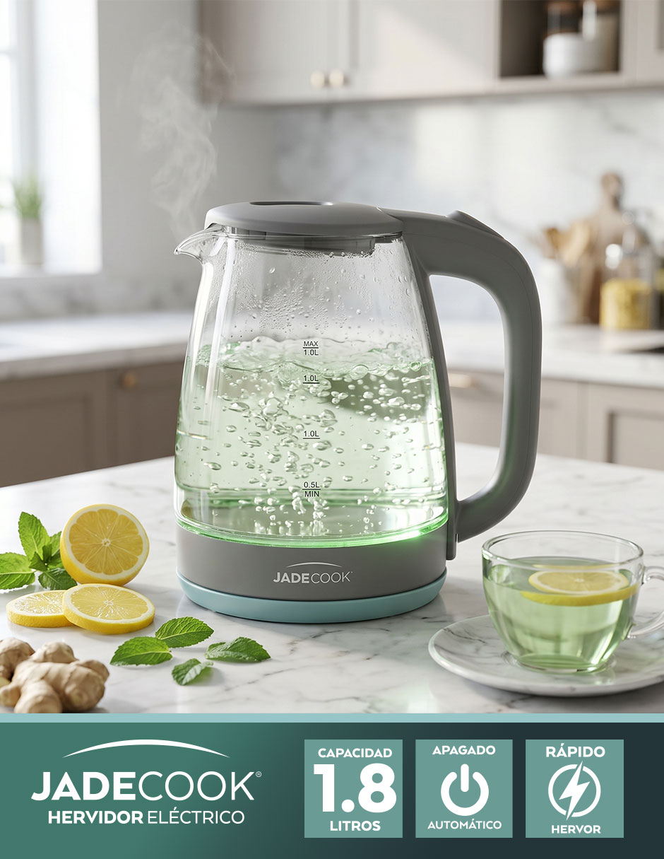 Tetera eléctrica Jade Cook de vidrio
