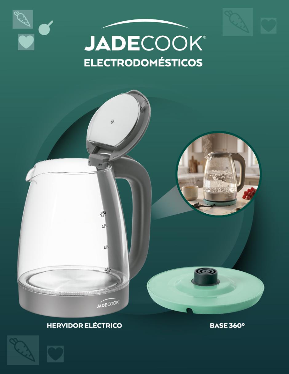 Tetera eléctrica Jade Cook de vidrio