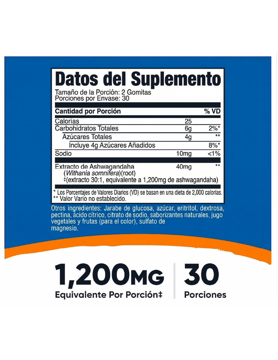 Ashwagandha Nutricost sabor frutos rojos de 60 gomitas