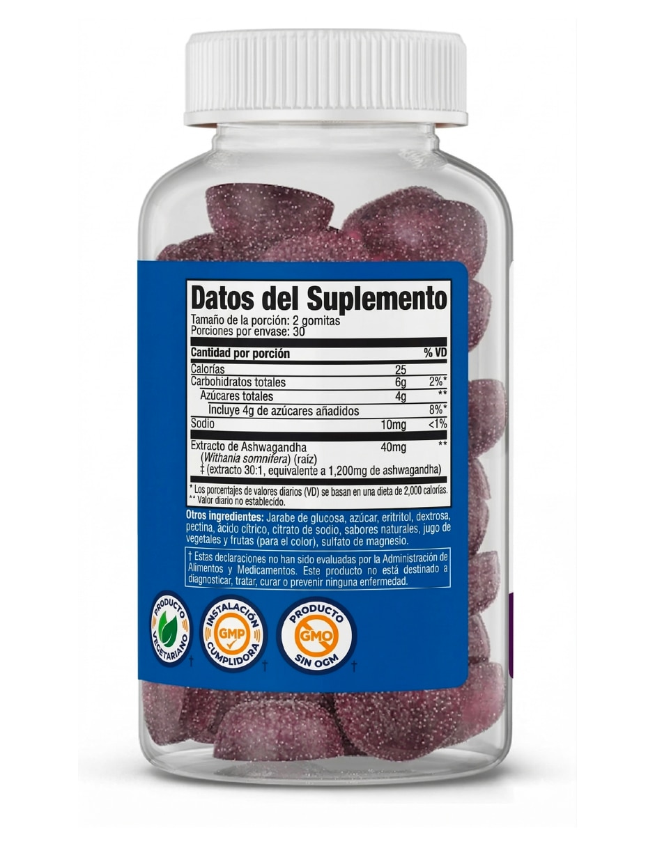 Ashwagandha Nutricost sabor frutos rojos de 60 gomitas