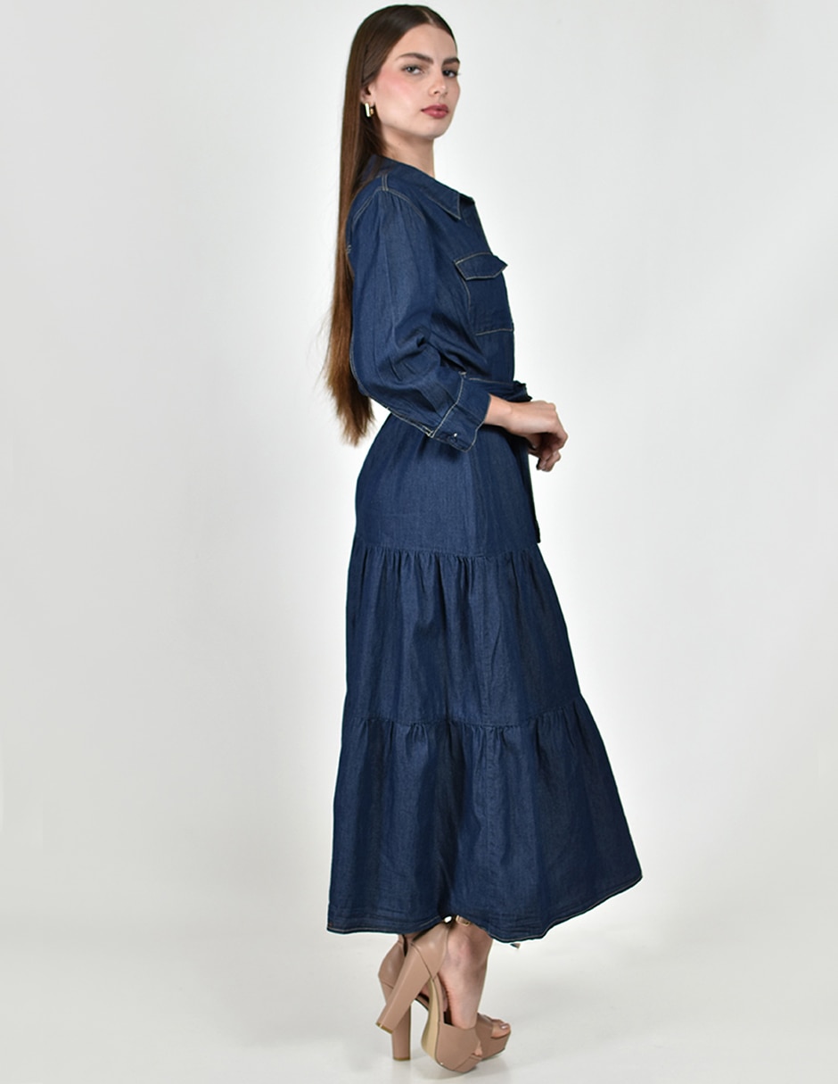 Vestido camisero largo casual Roman Fashion para mujer