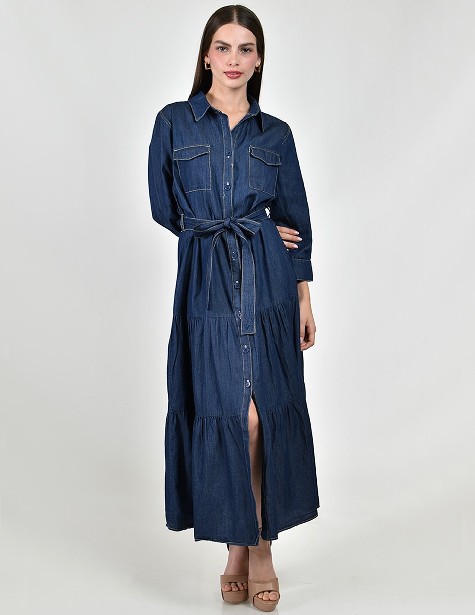 Vestido camisero largo casual Roman Fashion para mujer