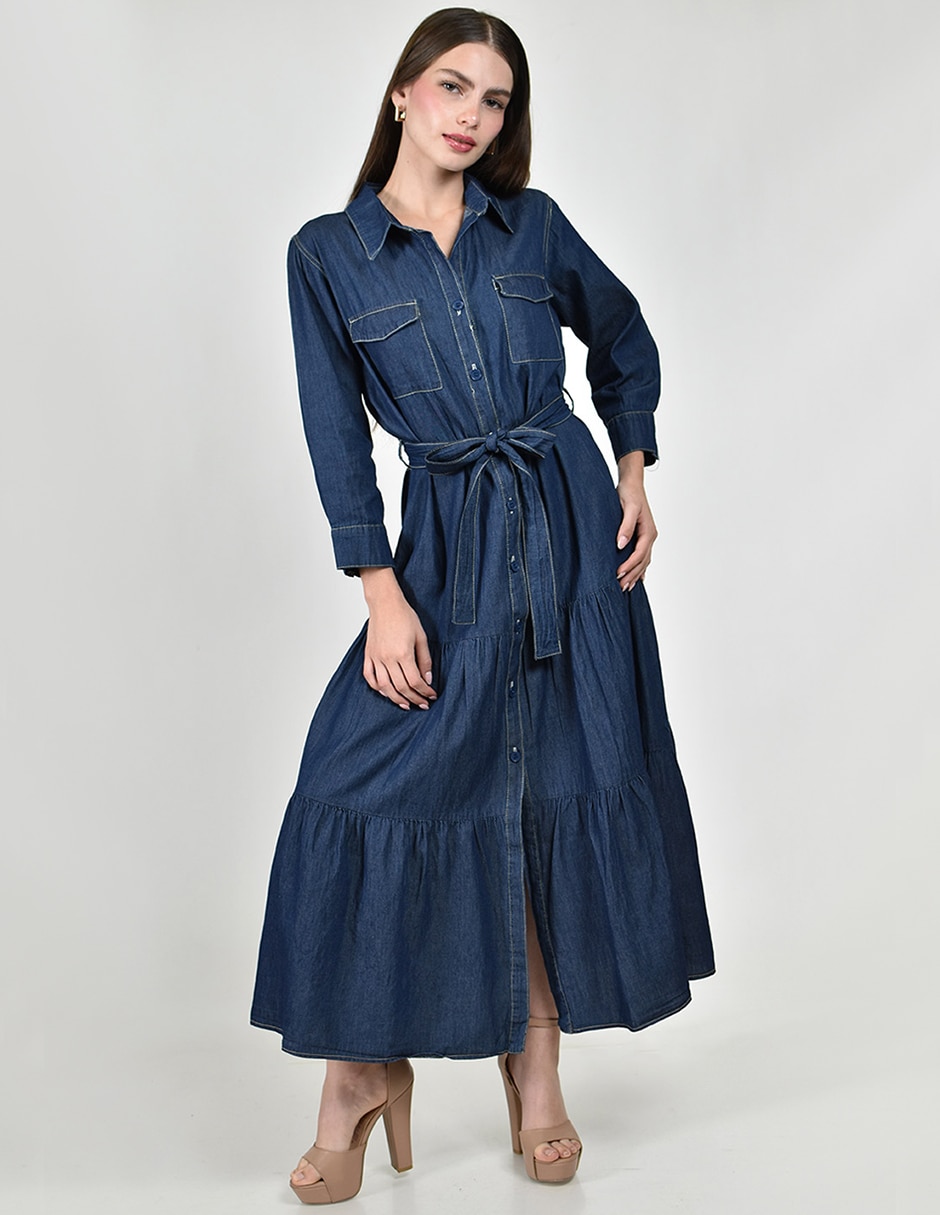 Vestido camisero largo casual Roman Fashion para mujer