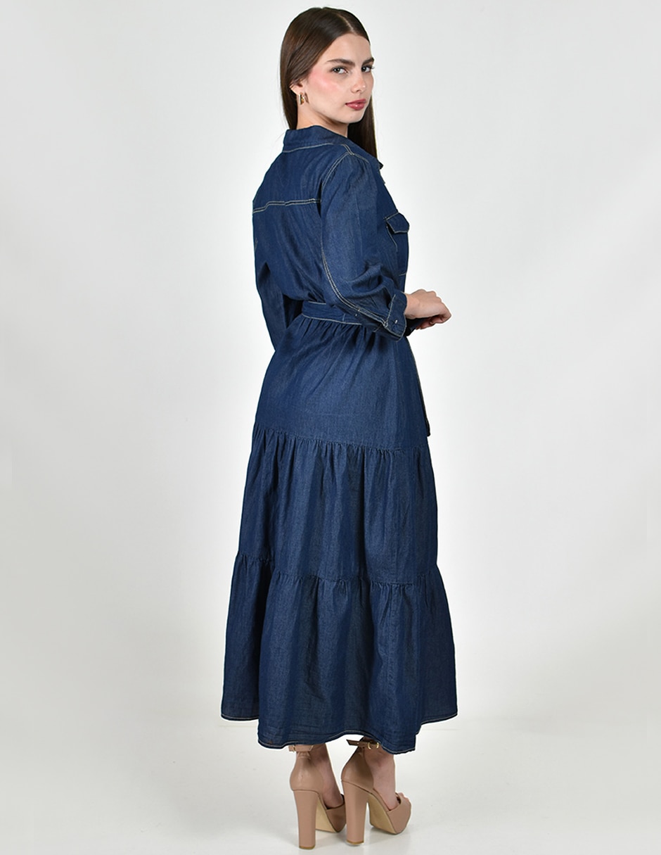 Vestido camisero largo casual Roman Fashion para mujer