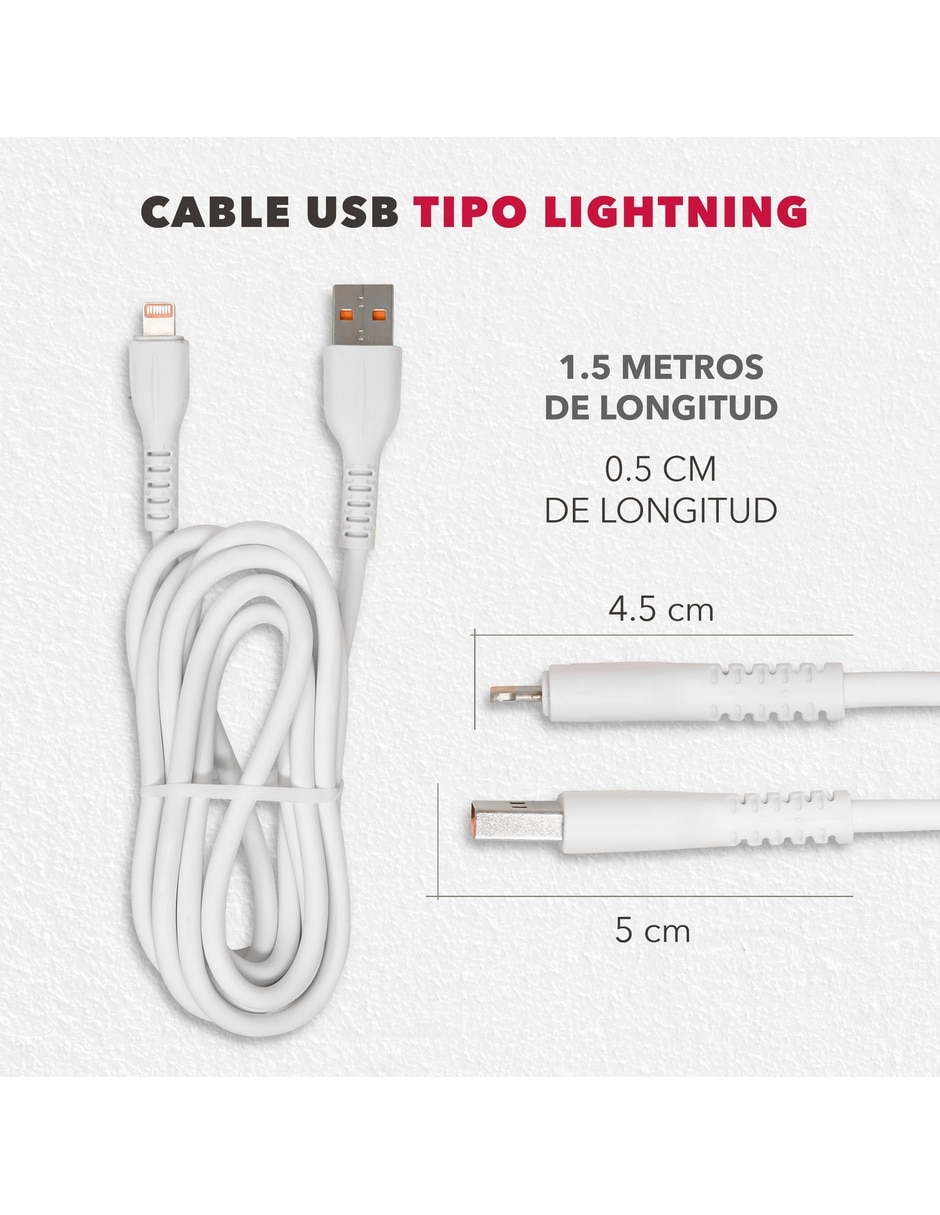 Cable lightning a tipo usb a de 1.5 m 3