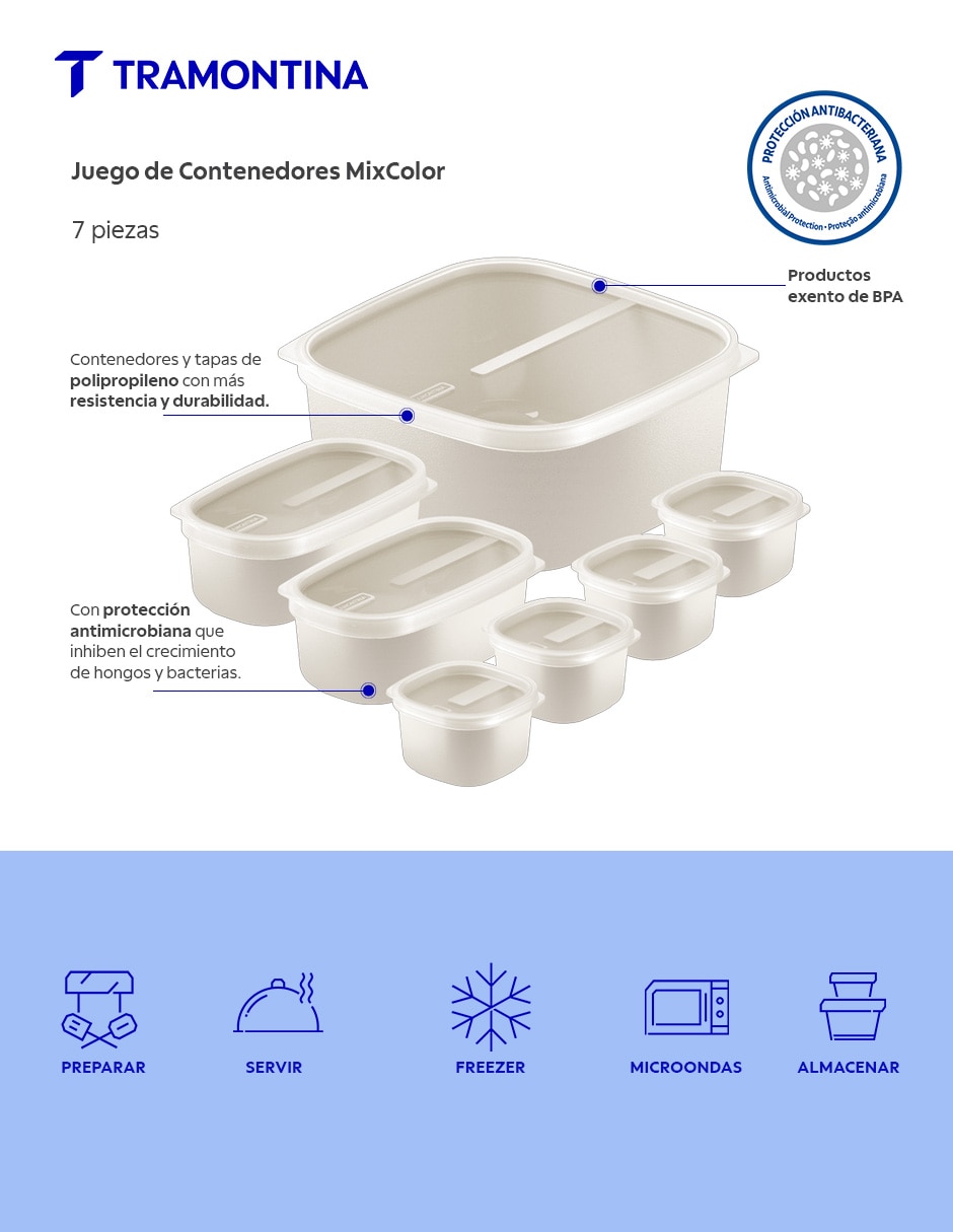 Set contenedores Tramontina MixColor 14 piezas