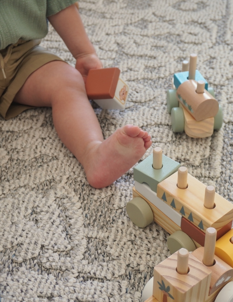 Tren montessori de madera para bebé bloques de construcción con 18 piezas propia