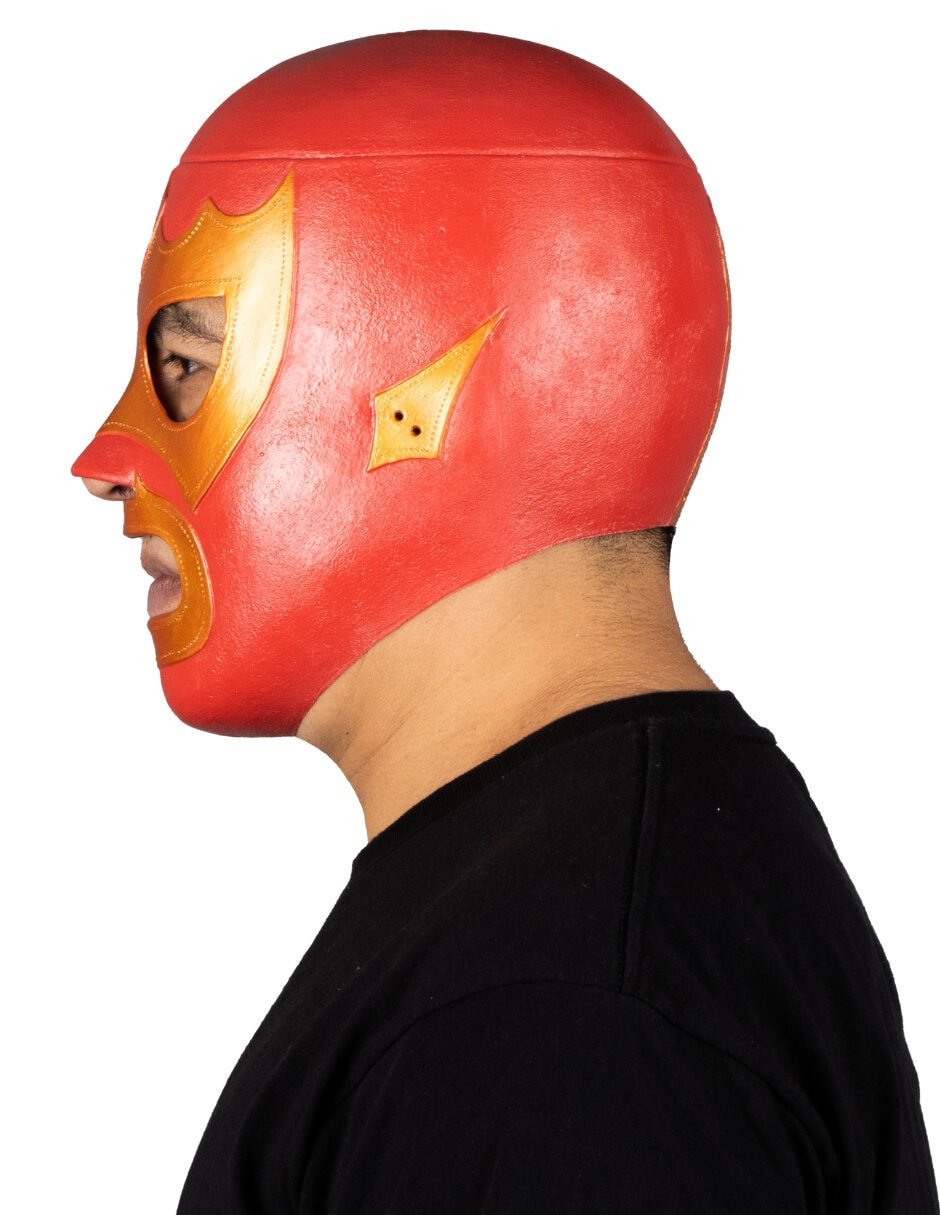 Máscara para disfraz de luchador Guerrero escarlata Ghoulish Productions