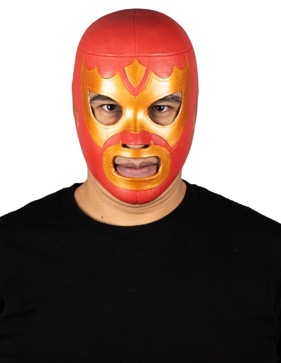 Máscara para disfraz de luchador Guerrero escarlata Ghoulish Productions