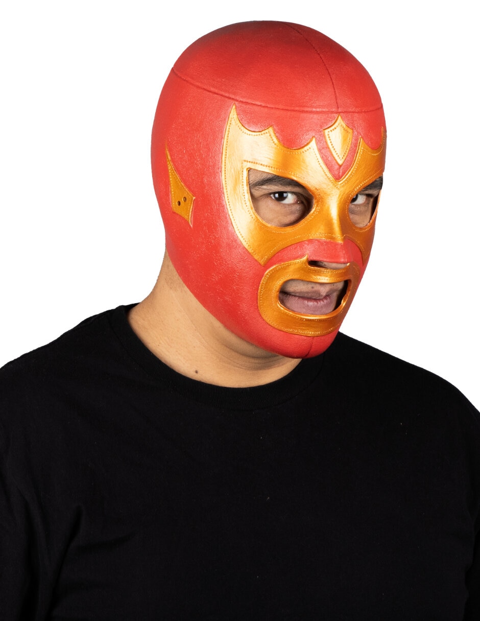 Máscara para disfraz de luchador Guerrero escarlata Ghoulish Productions