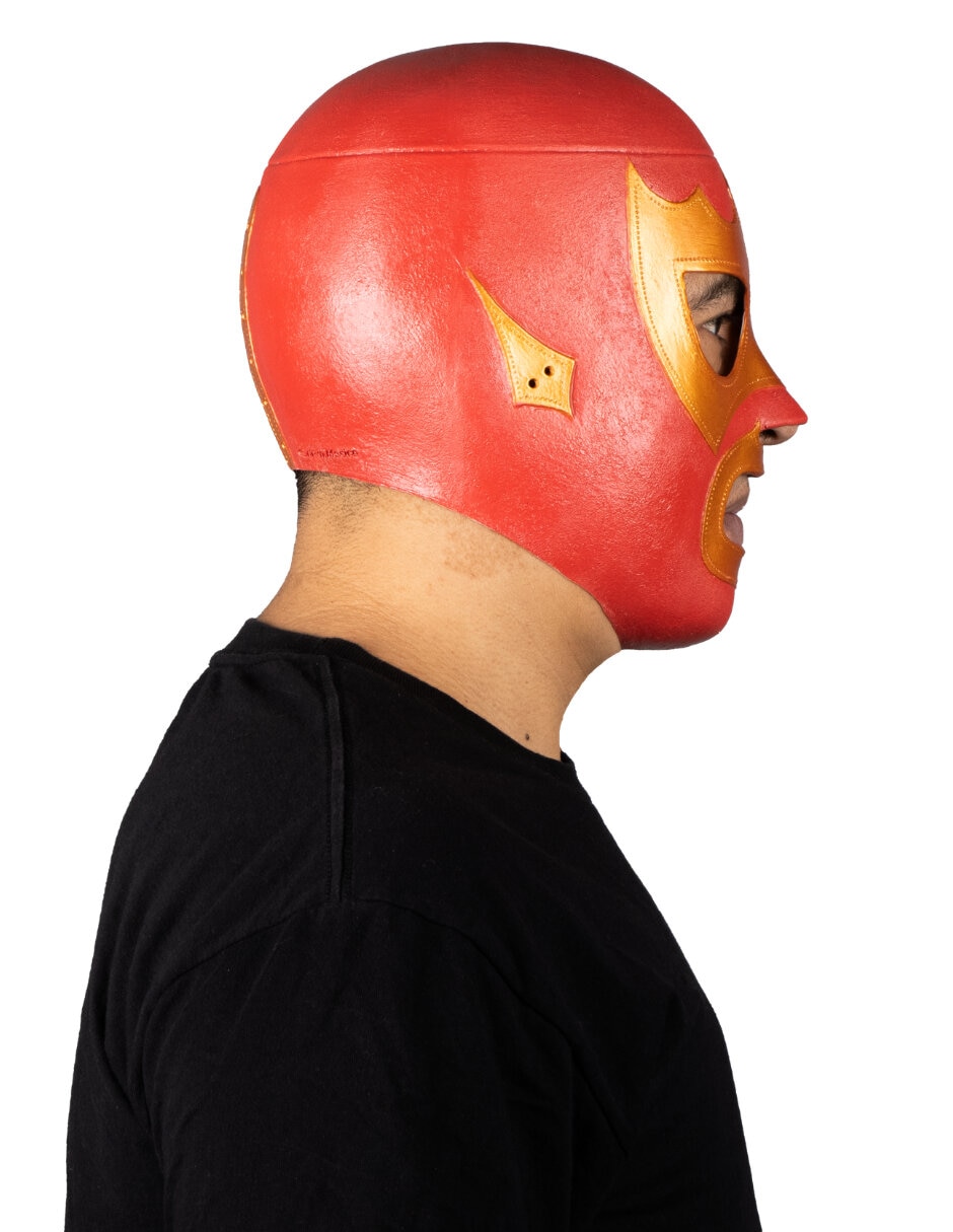 Máscara para disfraz de luchador Guerrero escarlata Ghoulish Productions