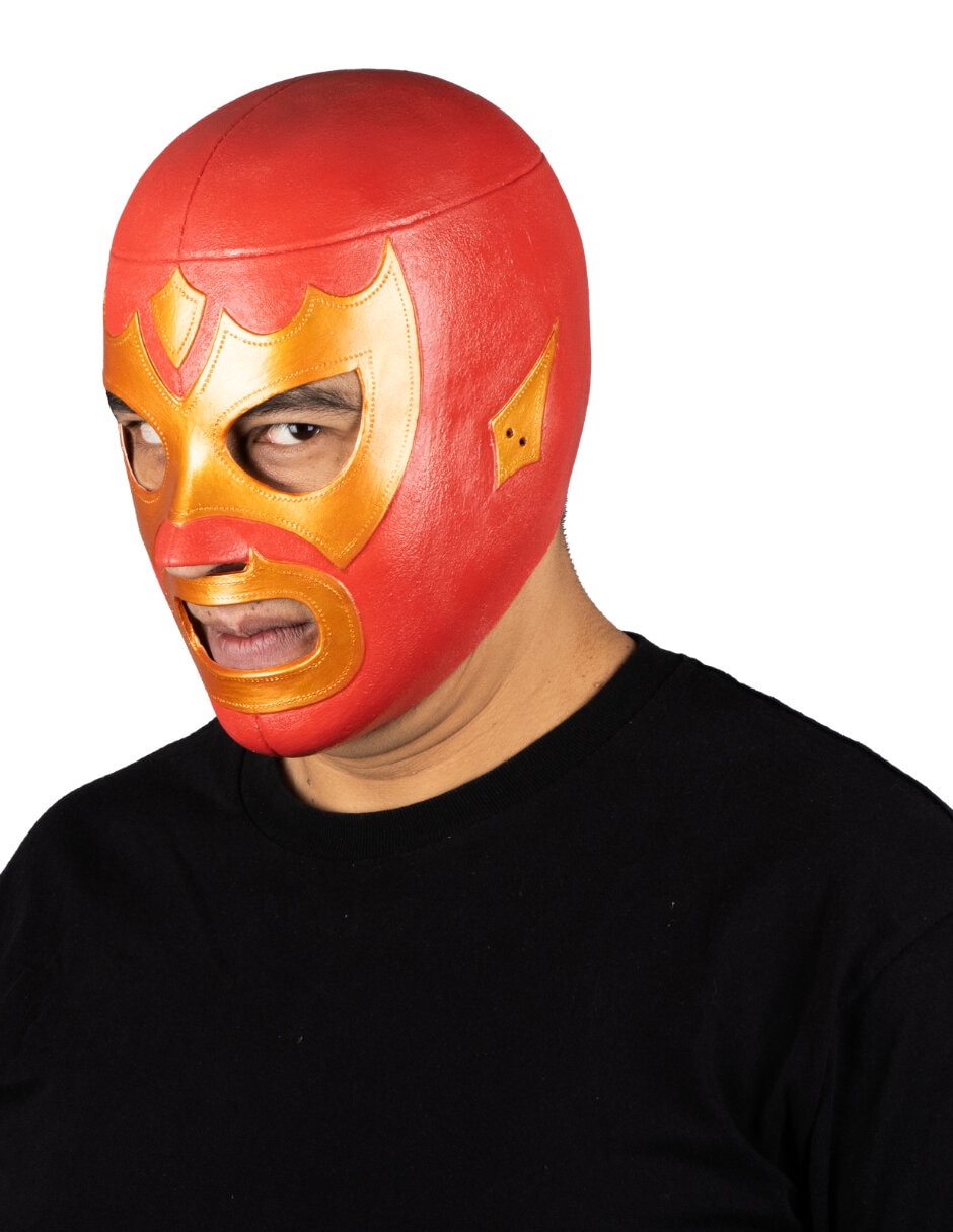 Máscara para disfraz de luchador Guerrero escarlata Ghoulish Productions