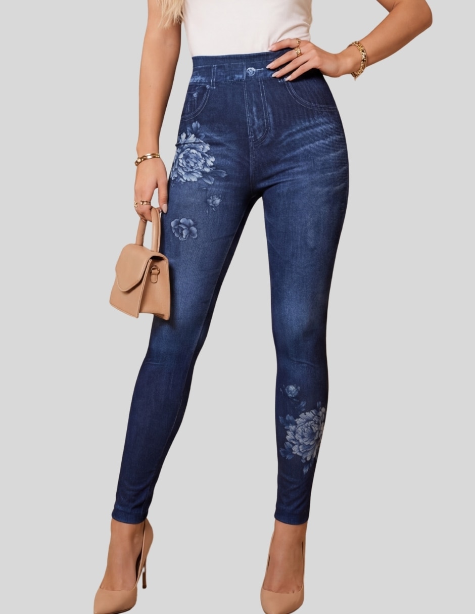 Legging a la cintura alta con elástico para mujer