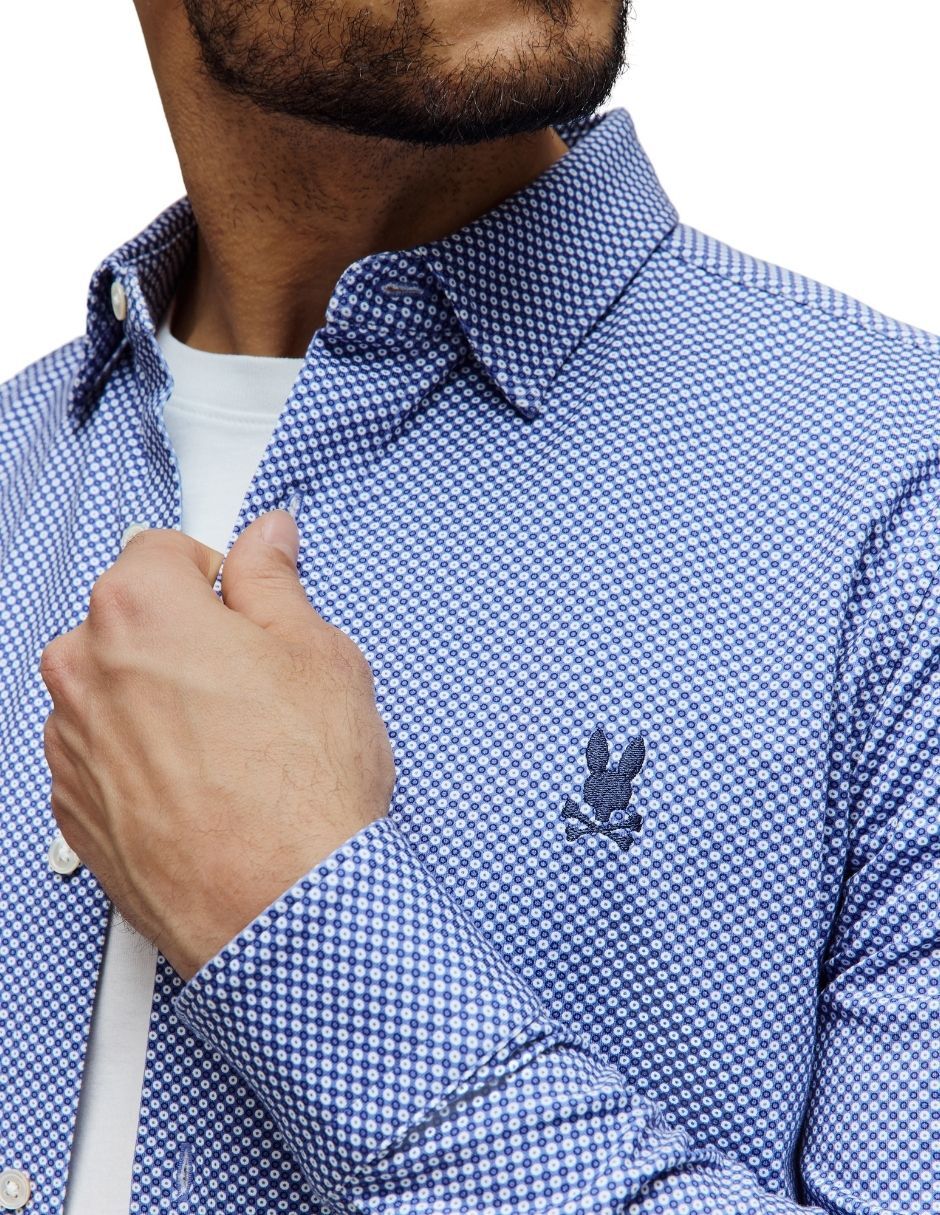 Camisa casual psycho bunny manga larga para hombre