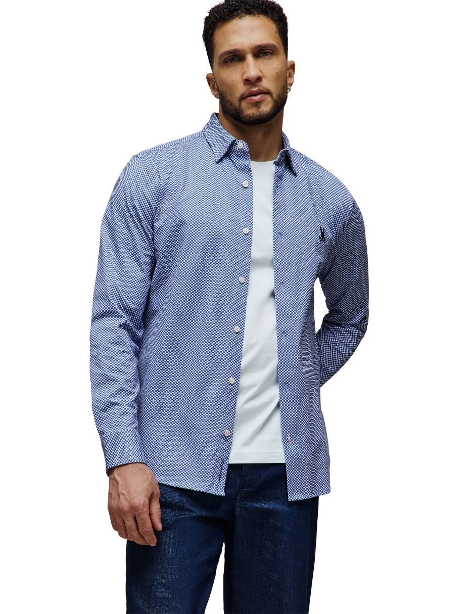 Camisa casual psycho bunny manga larga para hombre