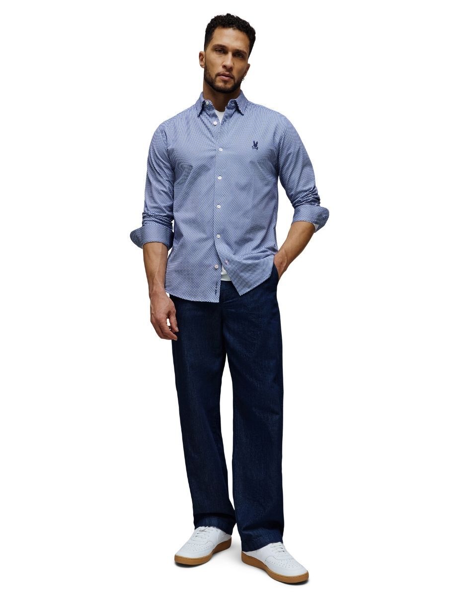 Camisa casual psycho bunny manga larga para hombre