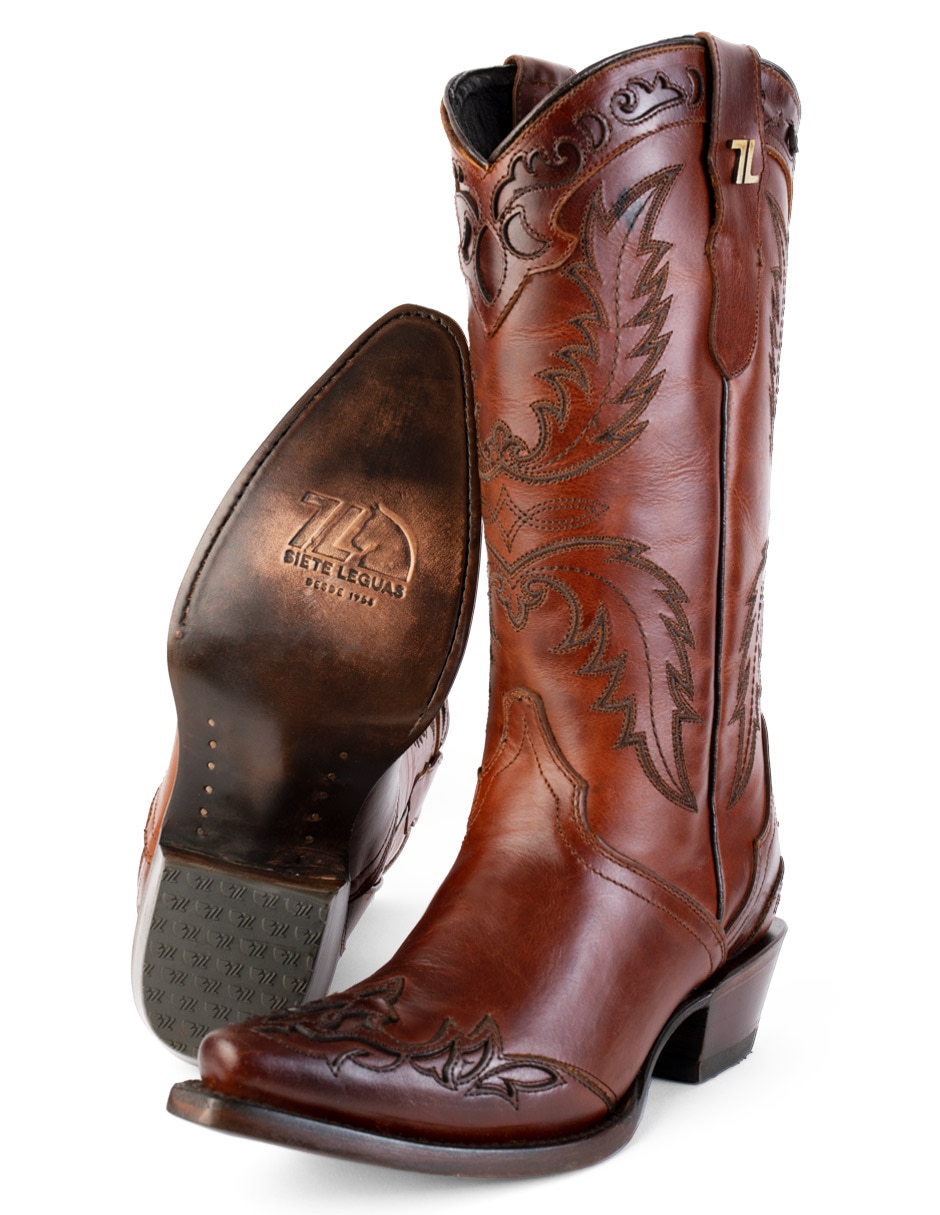 Bota cowboy abajo de la rodilla Vaquera 3003 de piel para mujer 4