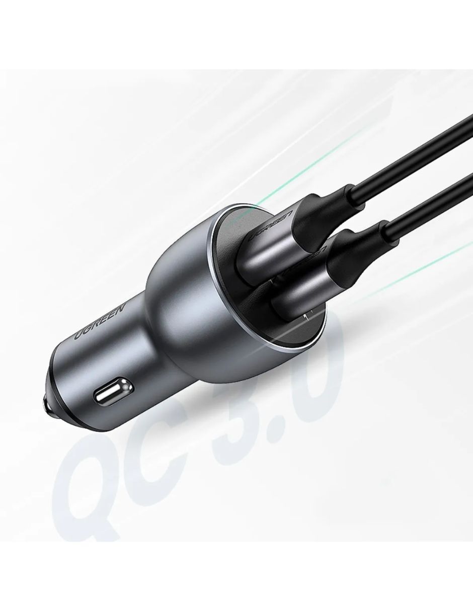 Cargador auto Ugreen 0144 36w Dual Usb-a Qc 3.0 Aluminio USB tipo A 35 W
