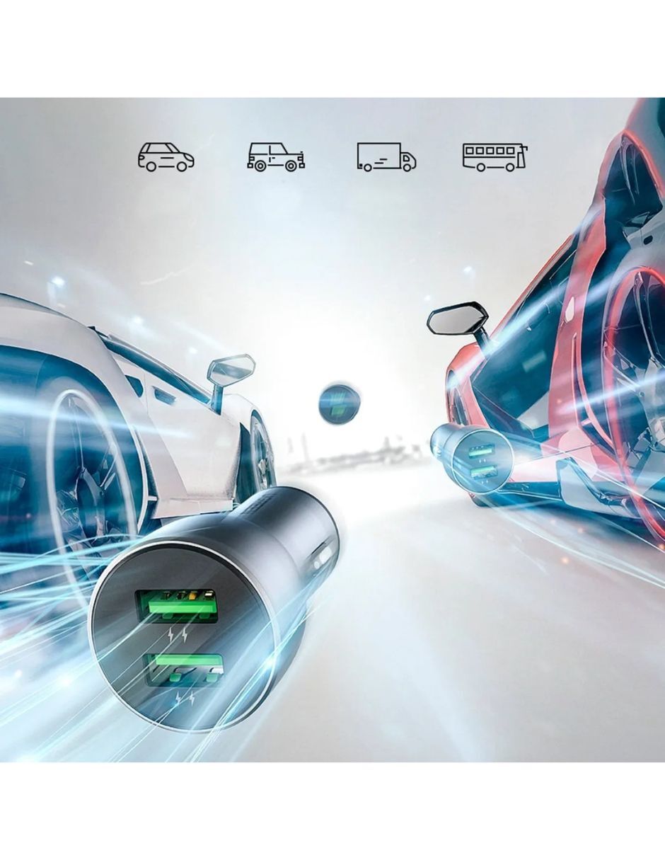Cargador auto Ugreen 0144 36w Dual Usb-a Qc 3.0 Aluminio USB tipo A 35 W