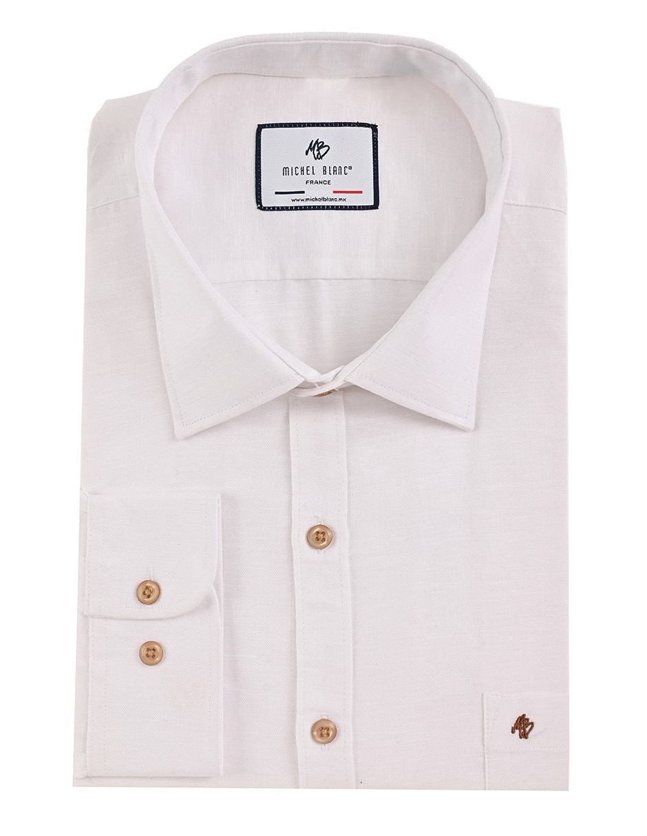 Camisa casual michel blanc manga larga para hombre