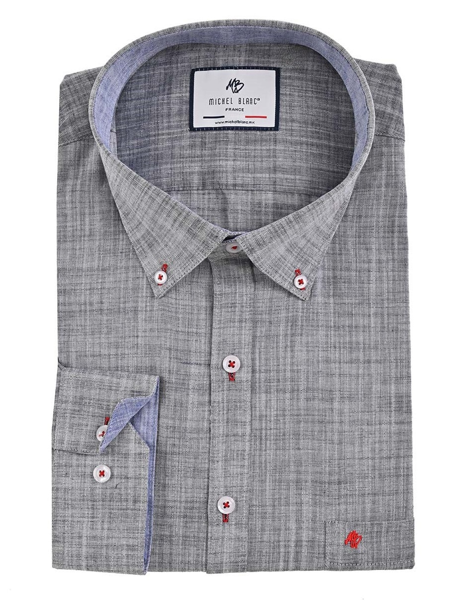 Camisa casual michel blanc de algodón manga larga para hombre