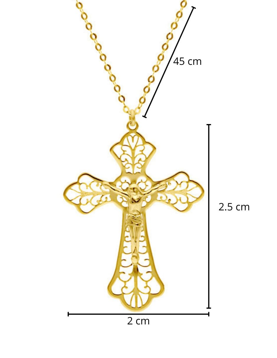 Collar con dije de cruz Bizzarro de cruz de oro amarillo 14 K 4