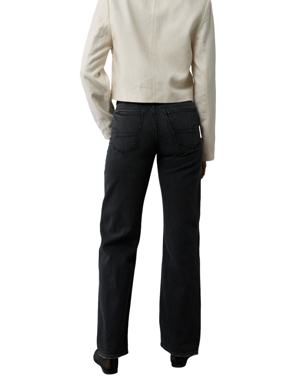 Jeans straight media cintura para mujer 2
