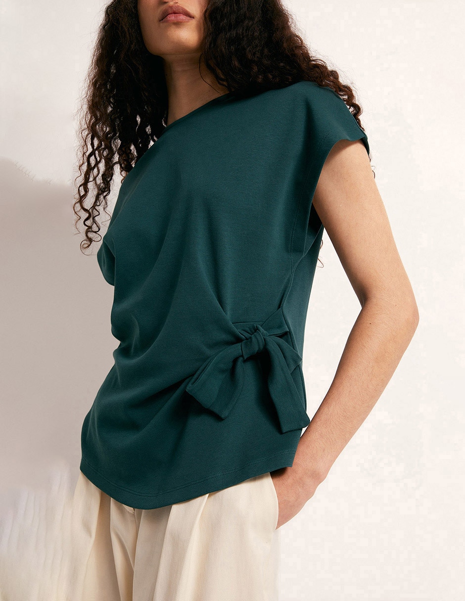 Playera manga corta cuello redondo para mujer 4