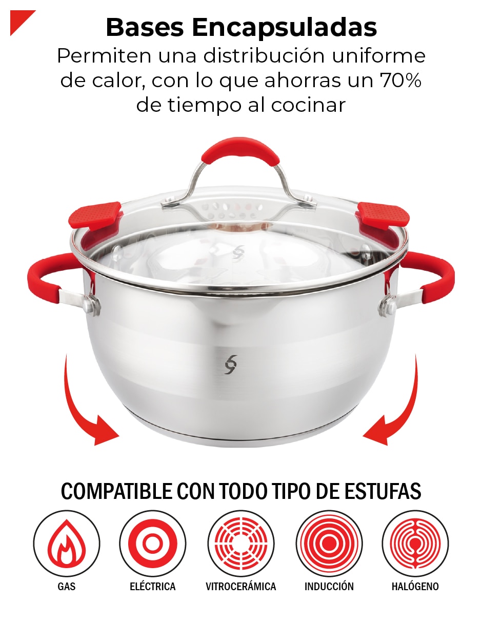 Batería de cocina Bogner BCPS07-BFPS02 de acero inoxidable antiadherente Titanio 9 piezas