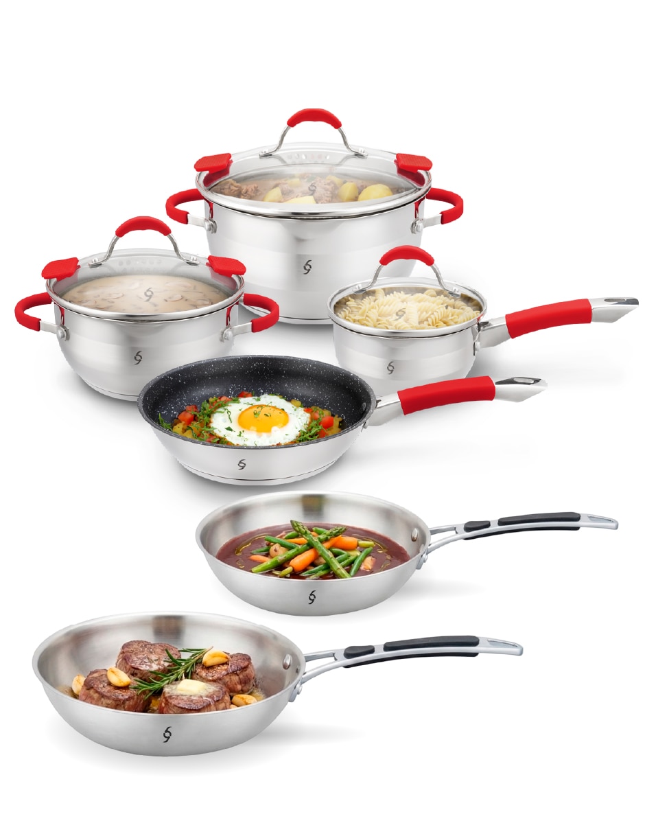 Batería de cocina Bogner BCPS07-BFPS02 de acero inoxidable antiadherente Titanio 9 piezas